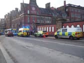 The scenes outside Preston train station this afternoon