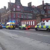 The scenes outside Preston train station this afternoon