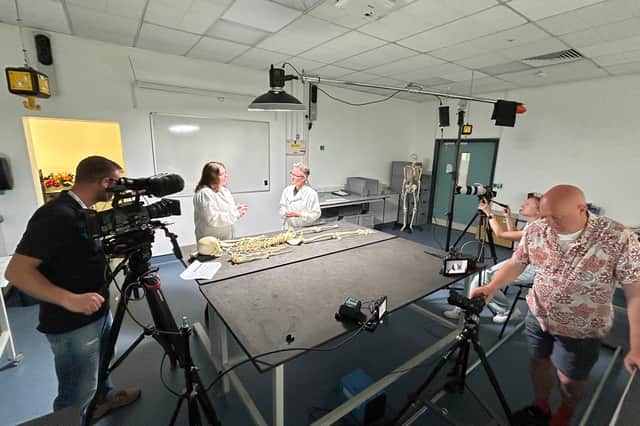 Professor Anna Williams on TV shoot at the University of Lancashire's Preston campus.