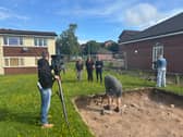 Professor Anna Williams (centre) getting filmed for True Crime Channel’s UK Forensic Breakthroughs
