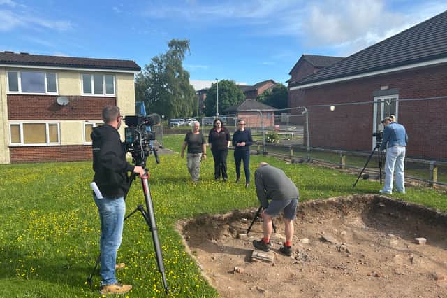 Professor Anna Williams (centre) getting filmed for True Crime Channel’s UK Forensic Breakthroughs