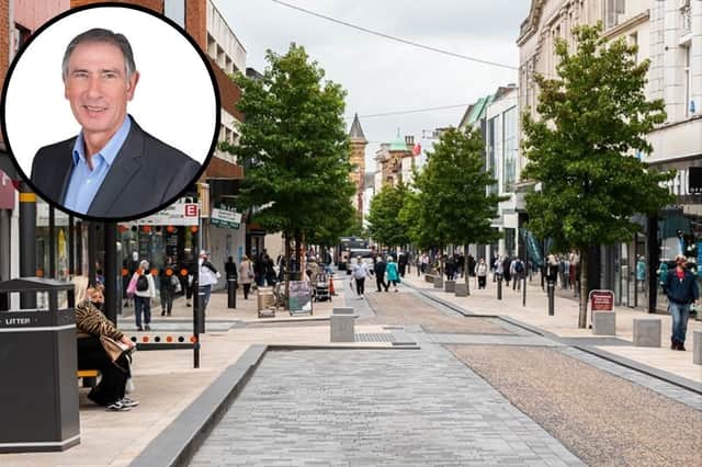 Main image: Preston city cente. Inset: Chair of Preston BID, John Boydell