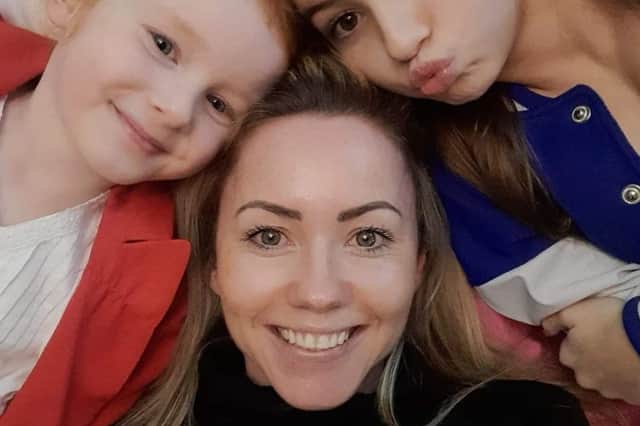 Lila Marsland, with her mother Rachael and sister.