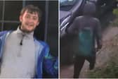 Missing Kieran from Grimsby. He is pictured, left, leaving the address where he was last seen.