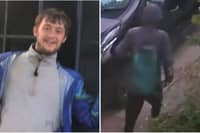 Missing Kieran from Grimsby. He is pictured, left, leaving the address where he was last seen.
