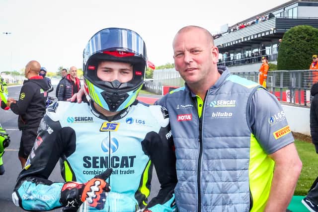 Supersport rider Freddie Barnes on the grid with his dad & Sencar Racing team owner Chris