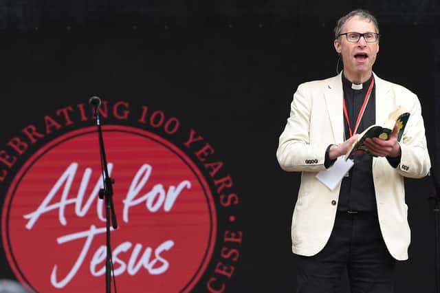 Bishop Philip speaks on the stage during The Big Day Out in Blackpool