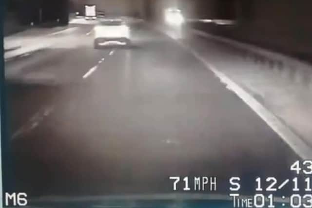 Police spotted a drink driver, who was three times over the limit, weaving between lanes on the M6 near Preston this morning (November 12). Pic: Lancashire Police