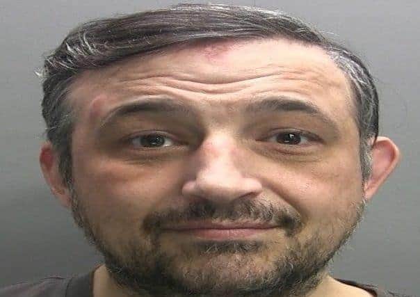 Alex Steventon, 39, has been jailed for 12 months after abusing a disabled train passenger and two carers at Preston railway station in August 2018. Pic: British Transport Police