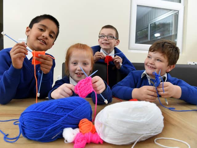 Eldon pupils learn life skills... like knitting