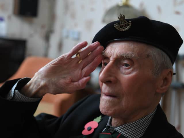 George Leslie Hall, former Prisoner of War, celebrating his 100th birthday