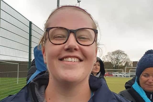 Katy Blezard was Longridge's first team hockey goalkeeper