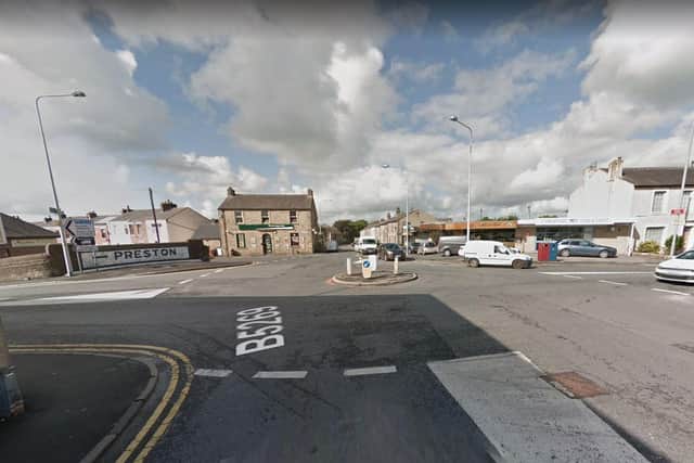 A woman and her 11-year-old son had to be released from their mangled Vauxhall Corsa by firefighters after a hit and run collision at Stonebridge roundabout in Longridge on Friday, November 15 at around 6.50pm. Pic: Google Maps