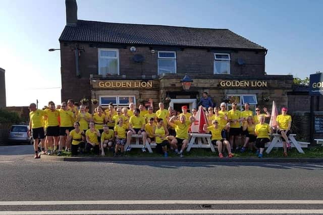 Lions members gather at their home base - the Golden Lion at Higher Wheelton