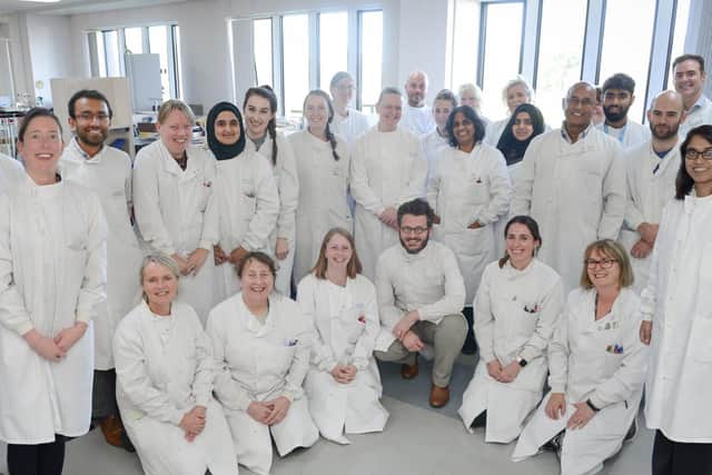 The pathology team at the Lancashire Teaching Hospitals Trust. Dr Rob Shorten is pictured front row fifth from left. (Photo:Catherine Lamoon)