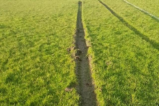 The deep grooves on the playing fields used by Kirkham Junior FC (Image: Kirkham Junior FC)