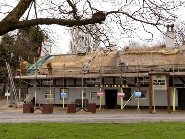 Work to replace the thatched roof earlier this year