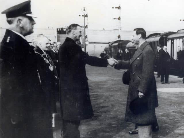 King George arrives at ROF Halt (Chorley) in 1939
