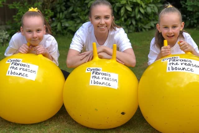 Macy Helm, Lucy Baxter and Darcy Helm at the Bounce for Baxter event for Cystic Fibrosis Trust