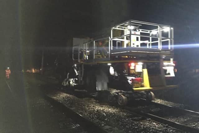 Network Rail crews have been making emergency repairs to damaged electric cables on a stretch of track between Preston and Lancaster
