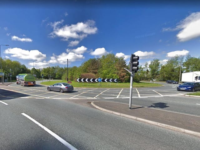 The traffic lights at Bluebell Way roundabout are out this morning (Friday, December 6). Pic: Google