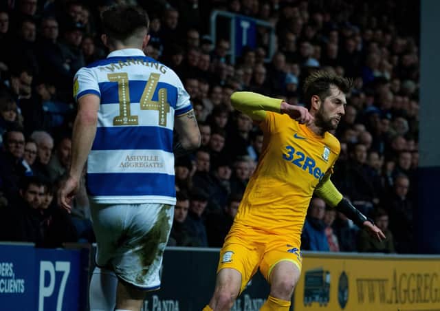 Ryan Manning battling with North’s End's Tom Barkhuizen