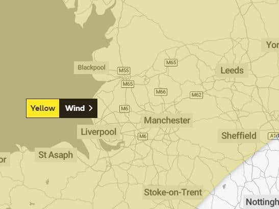 Met Office issues yellow weather warning - predicting 60-70 mph winds across Lancashire