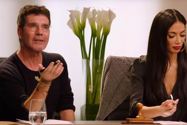 Simon Cowell and Nicole Scherzinger reacting to Will Pike's audition on X Factor: The Band (Image: ITV)