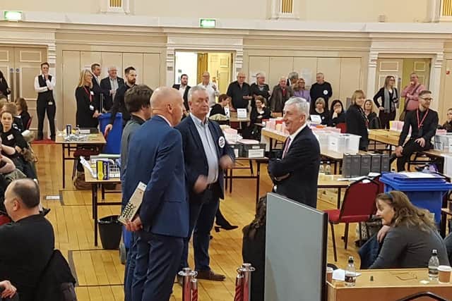 Candidates gather moments before the Chorley general election result was announced (Image: JPIMedia)