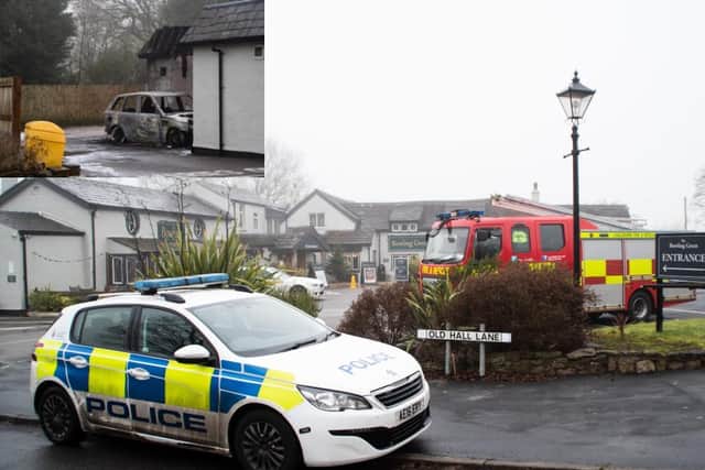 Police and fire crews respond to a fire at the Bowling Green pub in Preston Road, Charnock Richard this morning (December 18)