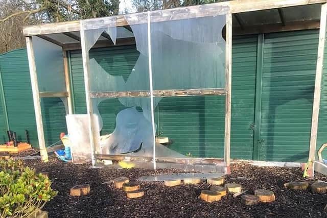 The vandalism happened over the weekend after vandals gained access to the secured play area by climbing over a fence