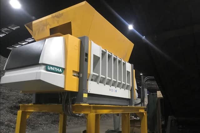 The new UNTHA shredding machine at Lancashire Waste Recycling