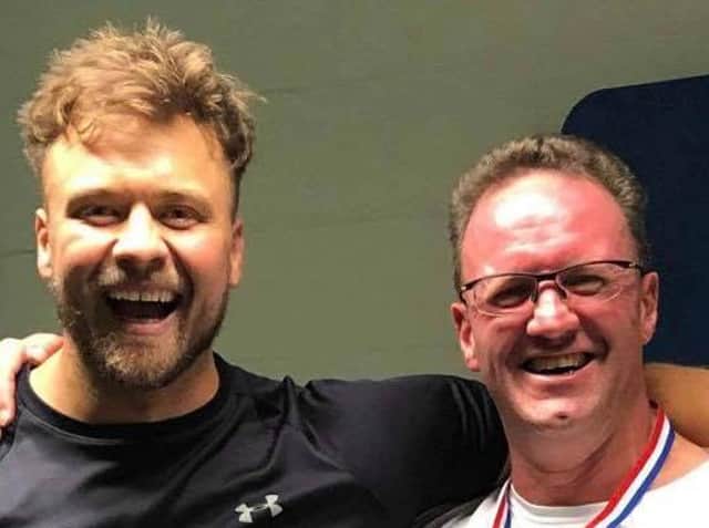 Personal trainer James Calderbank, who owns Transform Hub, with Rob Sephton.