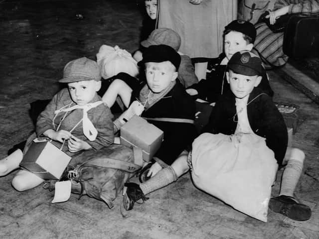 A group of children evacuated from Salford to Blackpool during the Second World War