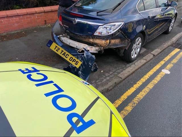 The car stopped by the police in Preston. Picture: Lancs Road Police