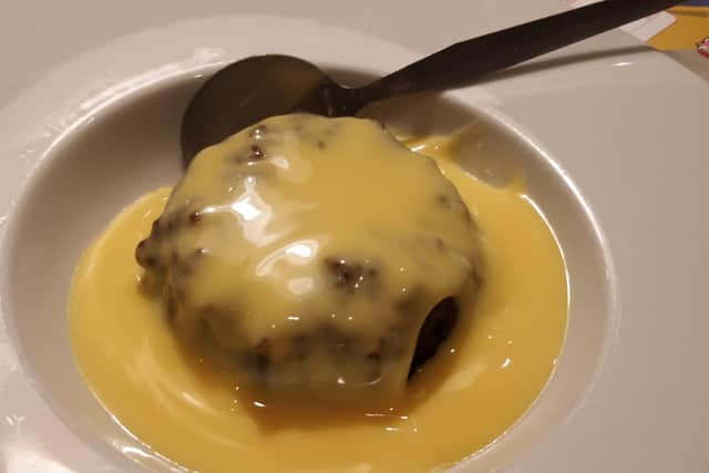 The sticky toffee pudding with custard