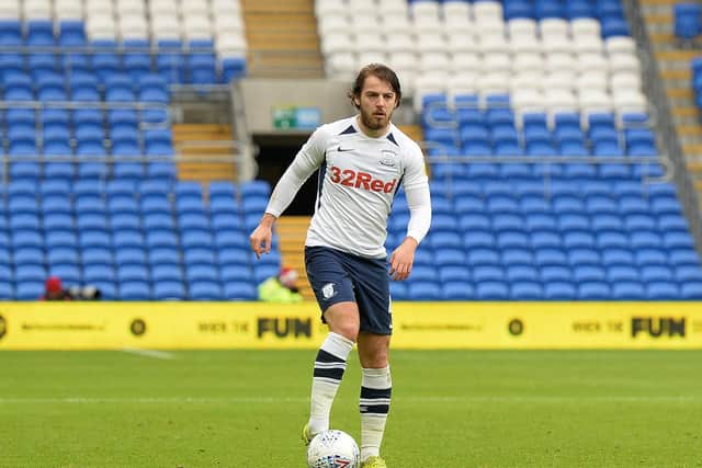 Preston's man of the match Ben Pearson in action at Cardiff