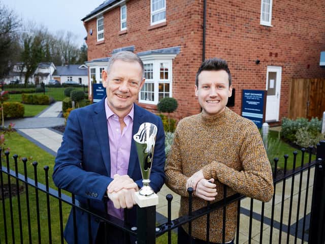 David Wilson Homes North West managing director Robert Holbrook with Last Choir Singing organiser Duncan Heather Picture: Mark Waugh