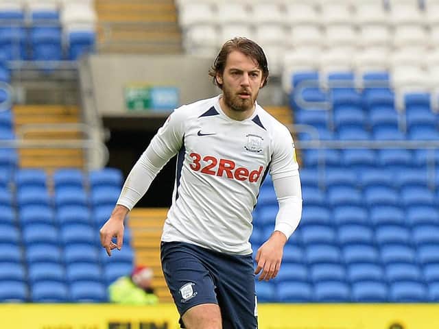 Preston midfielder Ben Pearson in action at Cardiff