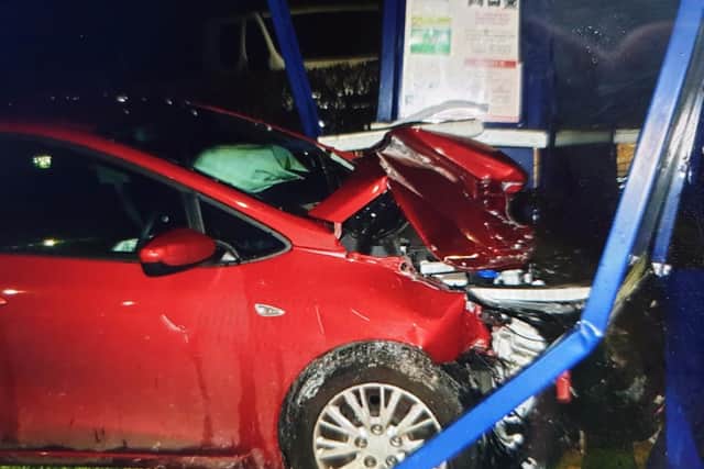 A 19-year-old man has been arrested on suspicion of drink driving after crashing into a bus stop in Bowerham Road, Lancaster at 6am (December 27). Pic: Lancashire Police