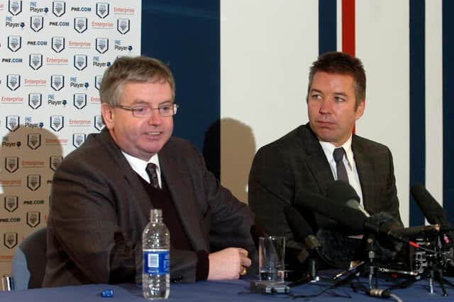 Darren Ferguson (right) with chairman Derek Shaw on his appoint as PNE manager in January 2010