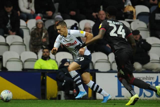 Billy Bodin on the attack for Preston against Reading