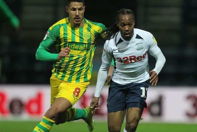 Daniel Johnson in action for Preston North End against West Bromwich Albion at Deepdale