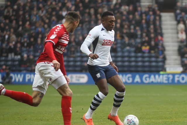 Preston right-back Darnell Fisher in action against Middlesbrough at Deepdale
