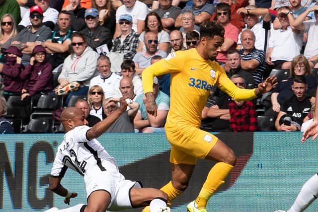 Andre Green in action for Preston against Swansea
