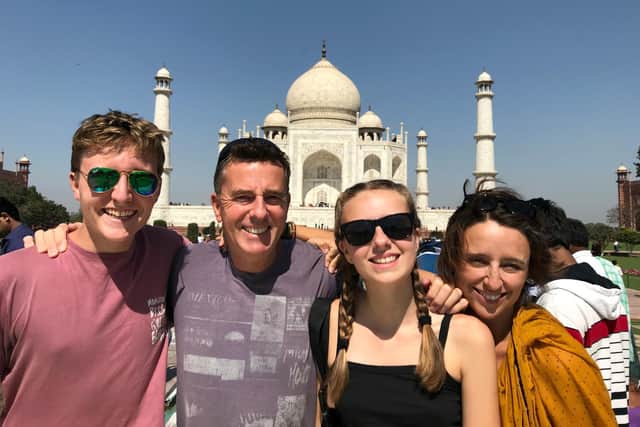 Brian and Liz Deacle with their teenage children Tessa and Sonny in India