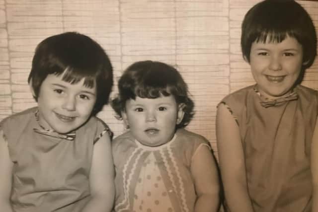 As youngsters Nadine (centre) and Diane (right) with other sister Julie (left) who died nine years ago.