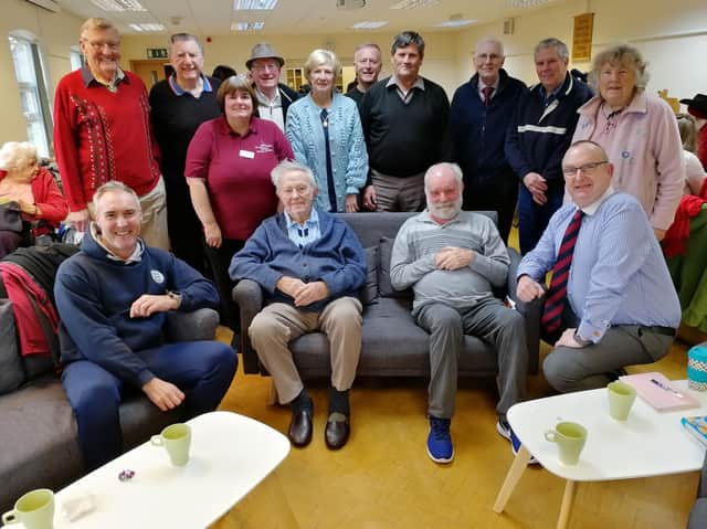 Veterans in Wyre enjoy one of their regular get-togethers - organised by Dave Whitworth (front left) and armed forces champion County Cllr Alf Clempson (front right)