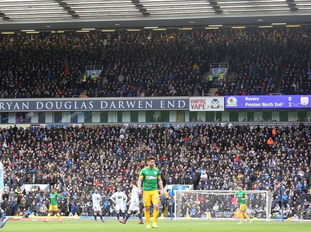 A packed away end at Ewood Park for Preston's 1-0 win over Blackburn in March 2019