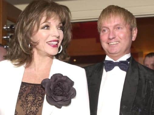 Former Pontins blue-coat turned entrepreneur Basil Newby pictured with Joan Collins